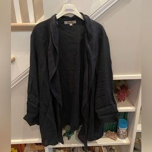 Flax size L linen open jacket.  Long sleeve, but sleeves are easy to roll up.